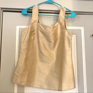 Spiegel Gold Silk Square Neck Sleeveless Blouse
